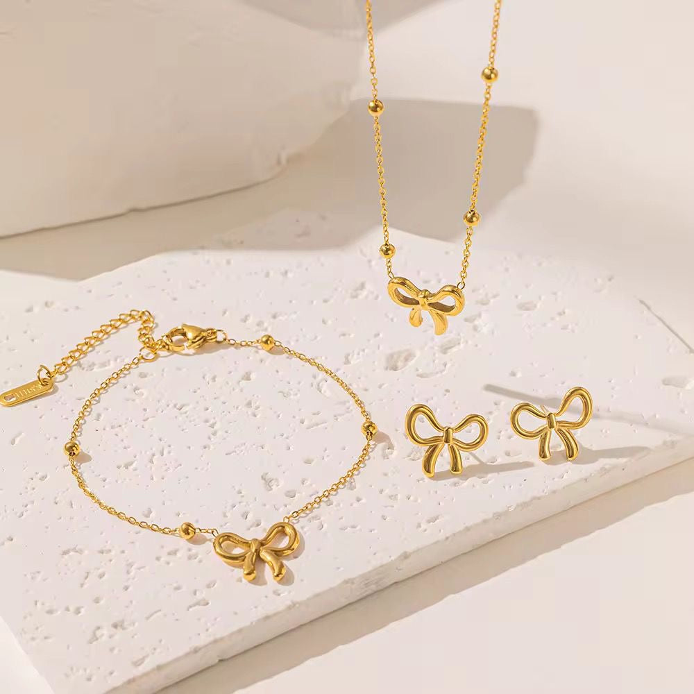 18K Cute Bow Set