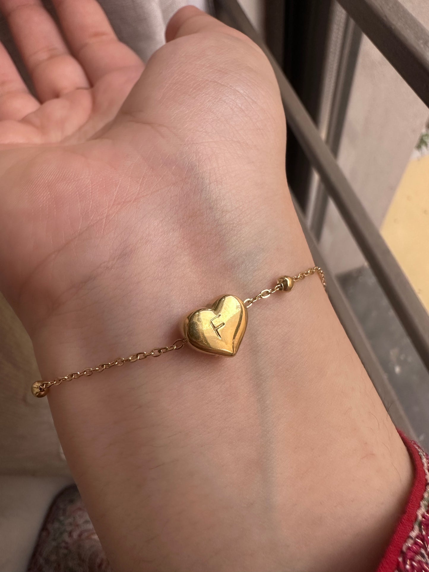 Personalised Chunky Heart Bracelet -18k Gold Plated Stainless Steel