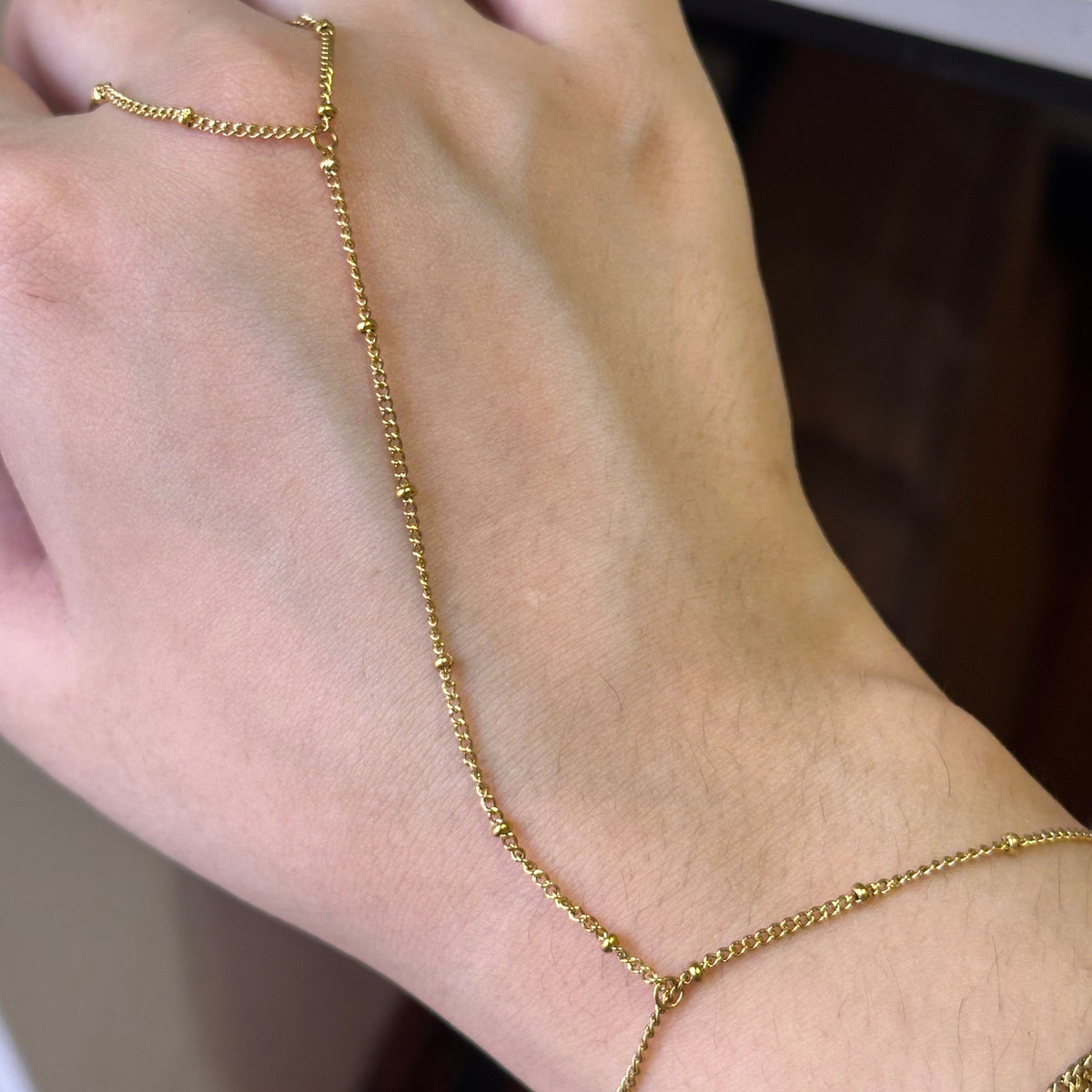 18K Twisted Beaded Bracelet Chain (only chain)