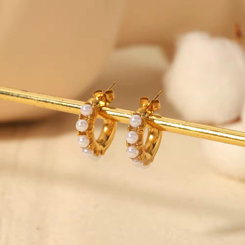 Pearl Embossed Hoop Earrings