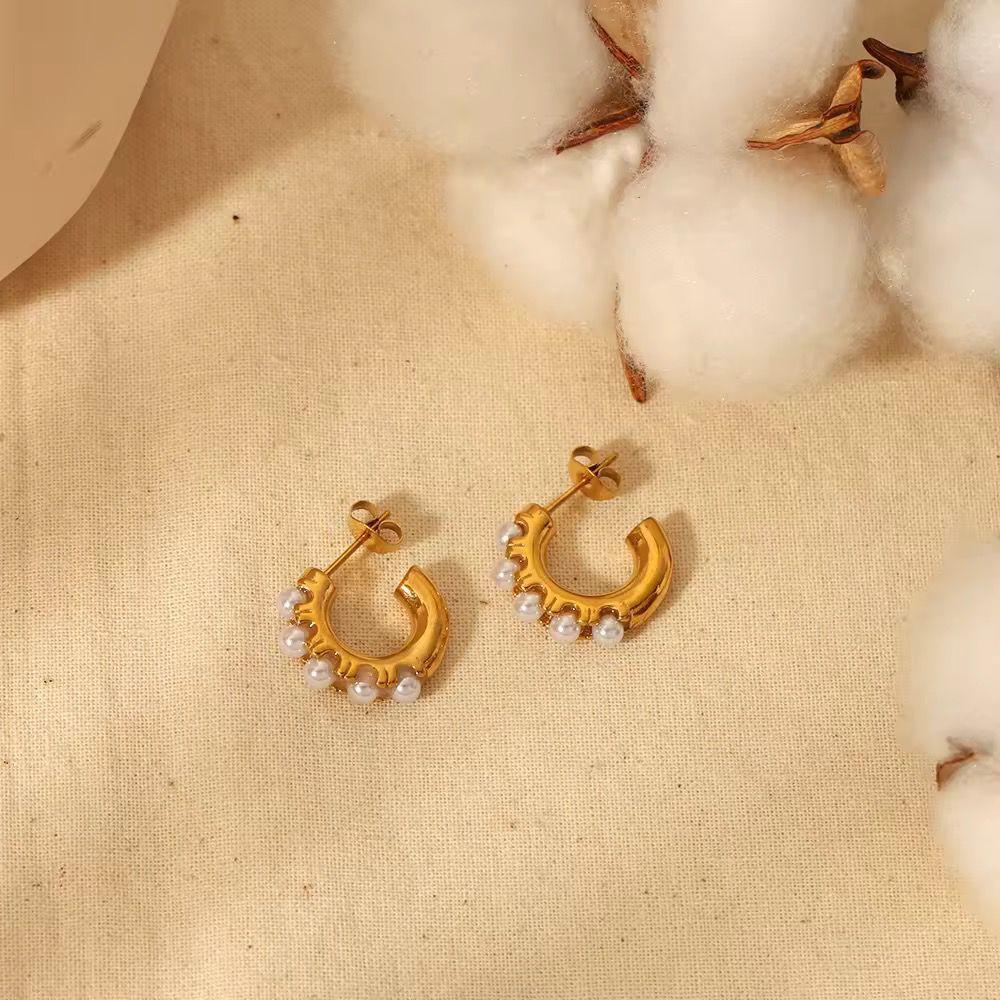 Pearl Embossed Hoop Earrings