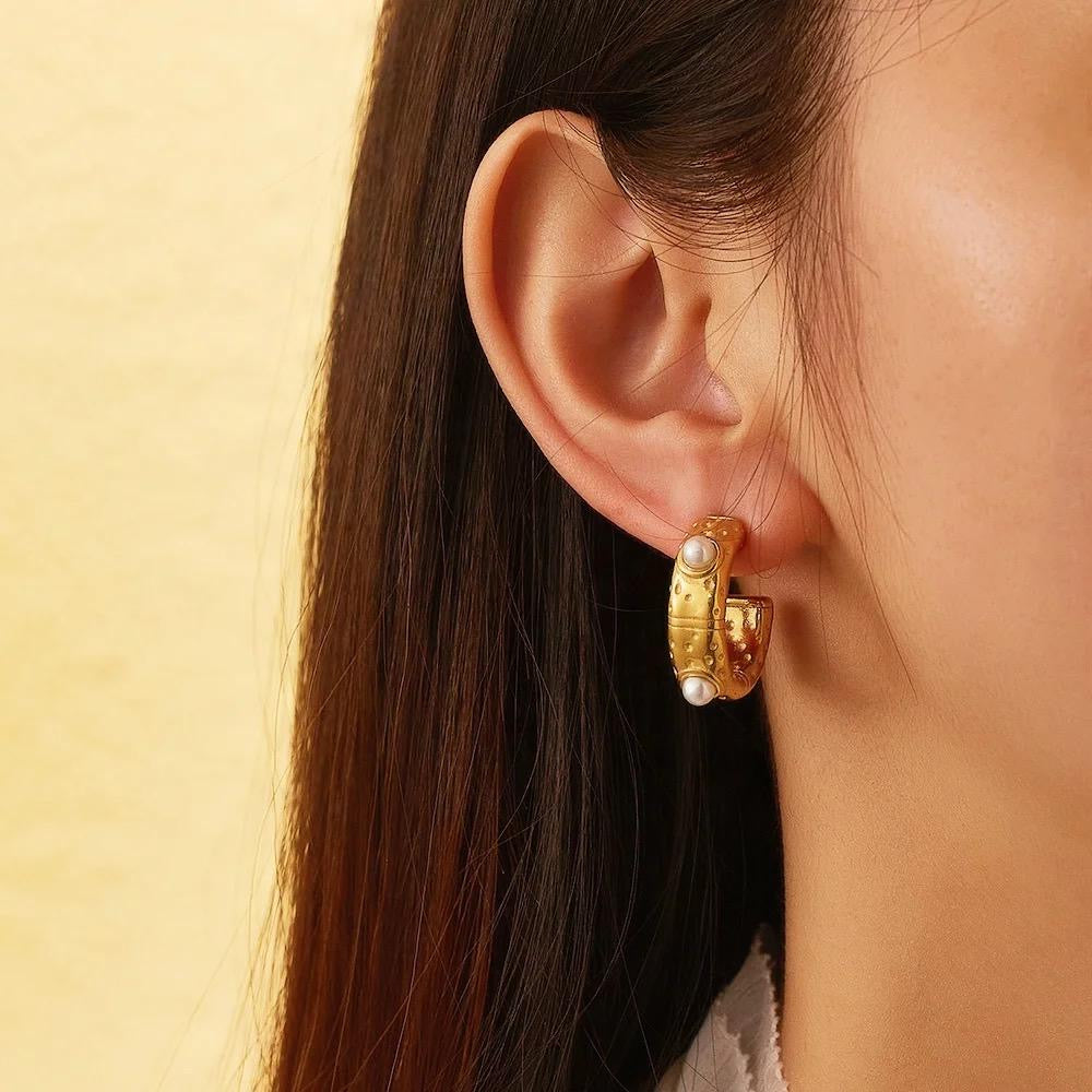 Boho Pearl Hoops
