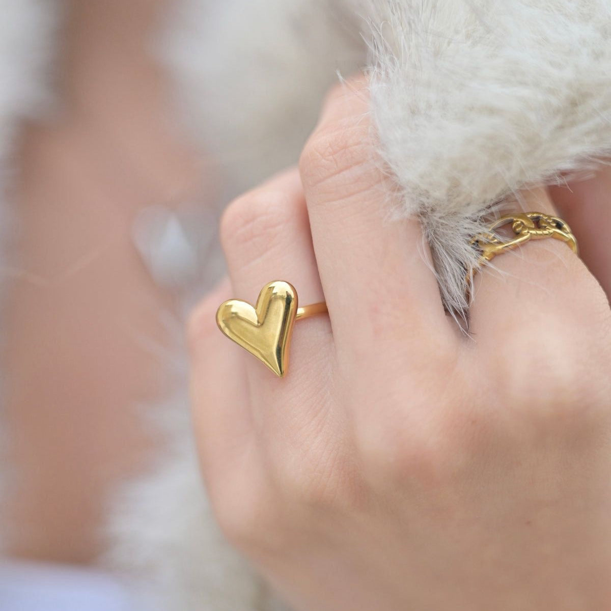 Chunky Heart Ring- Adjustable