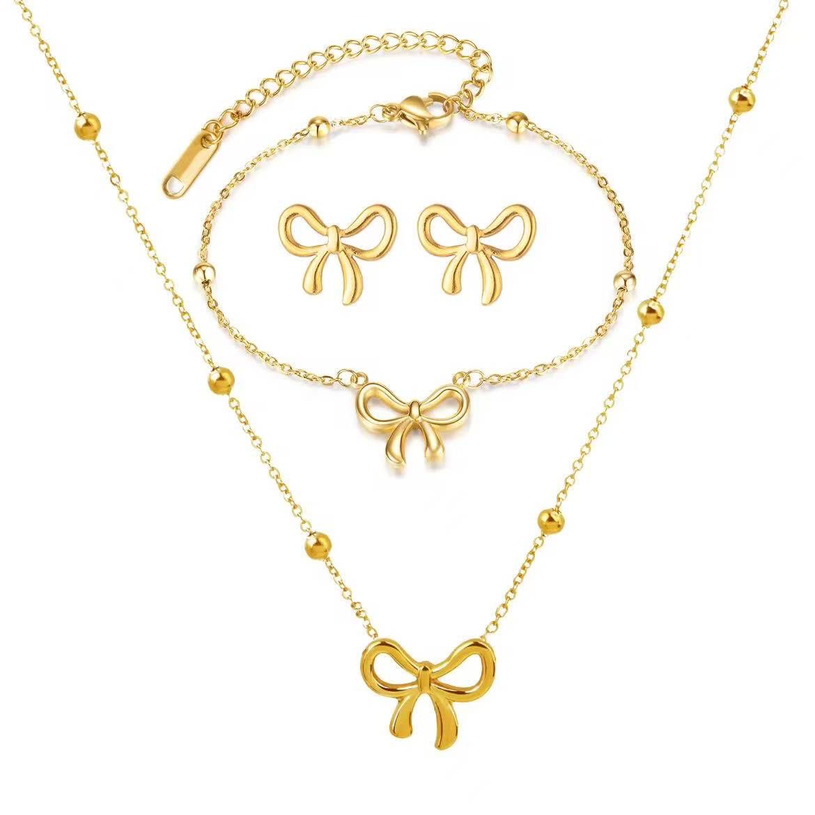 18K Cute Bow Set