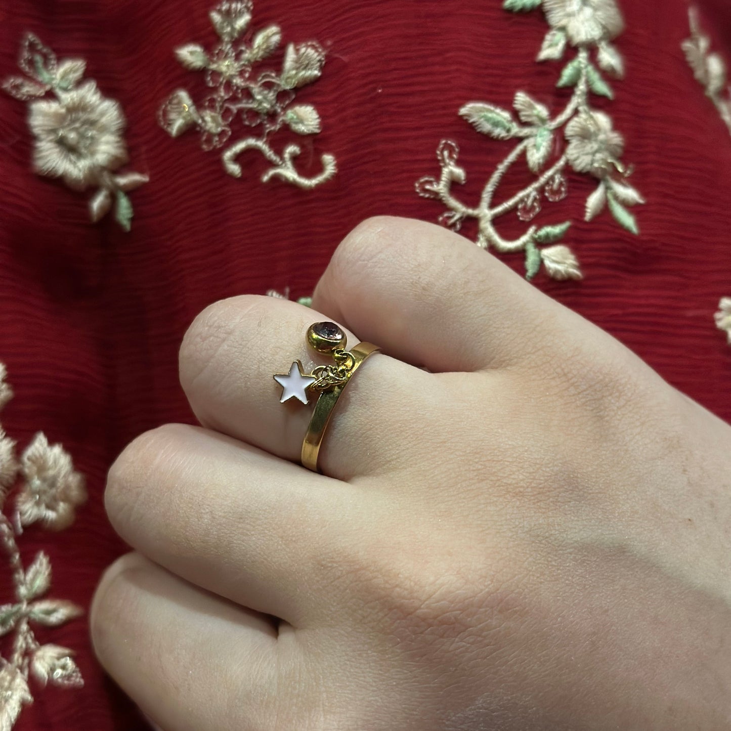 18k 316L Charm Ring- Adjustable