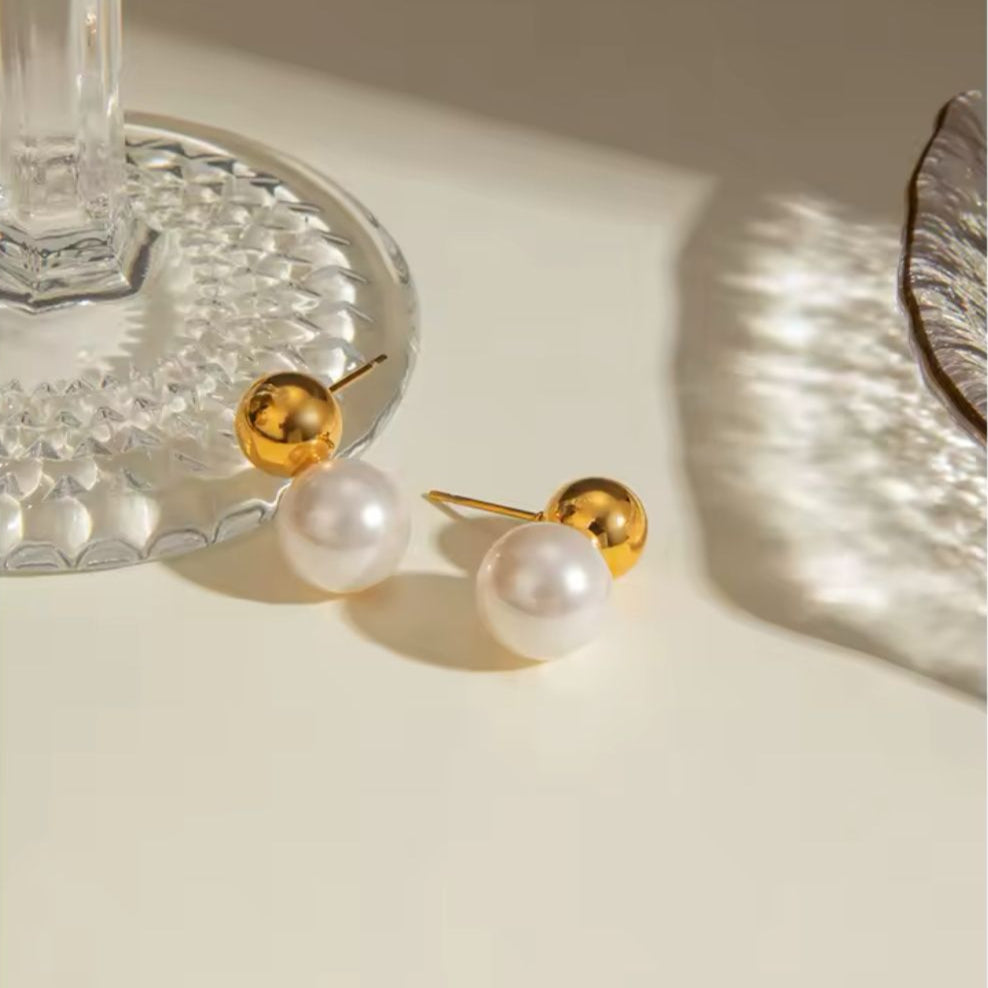 Luna Dual Pearl Studs
