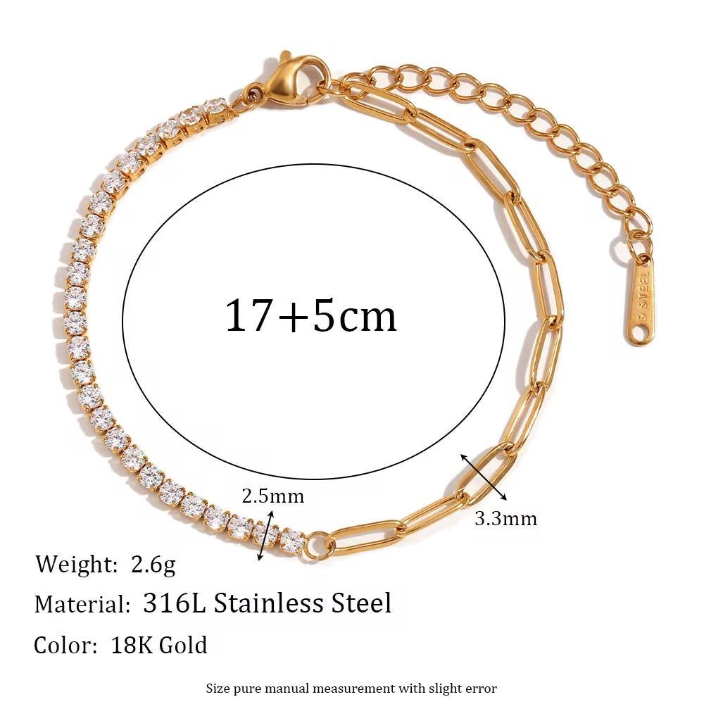 Amara- 18k Cubic Zircon with Paperclip Chain