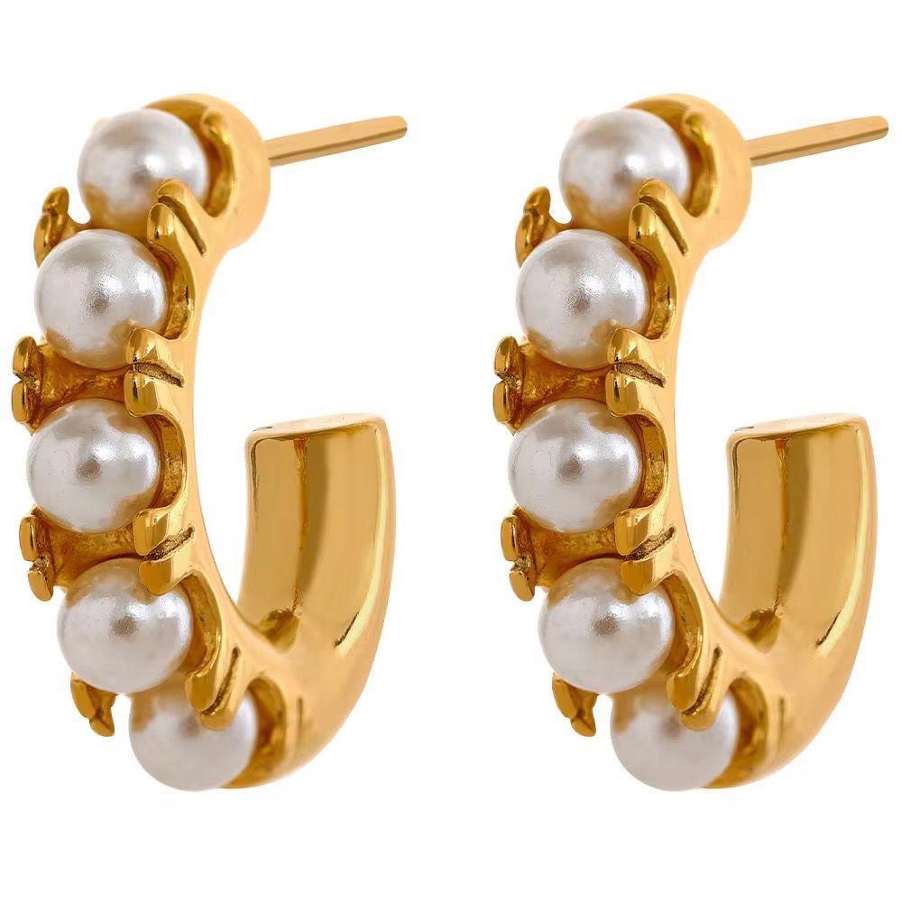 Pearl Embossed Hoop Earrings