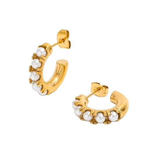 Pearl Embossed Hoop Earrings