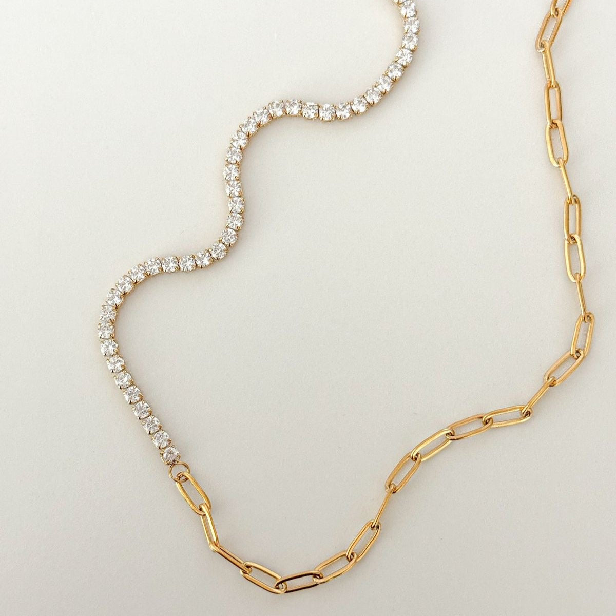 Amara- 18k Cubic Zircon with Paperclip Chain