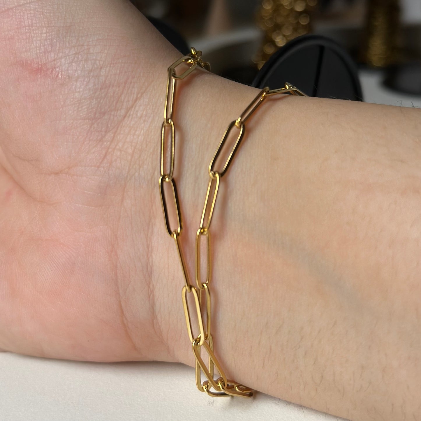 18K Paper-Clip Bracelet Chain
