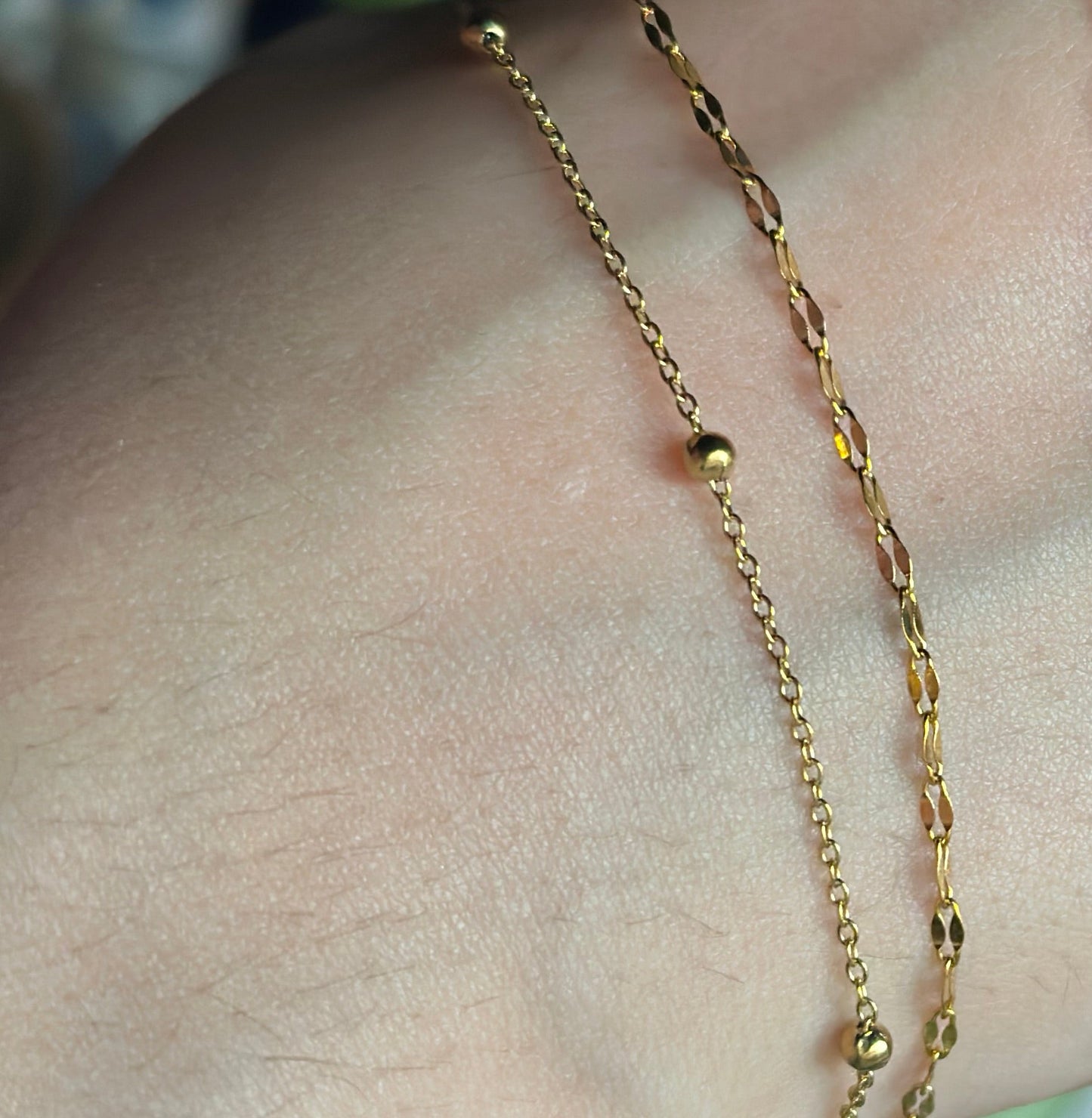 18K Round Beaded Necklace Chain