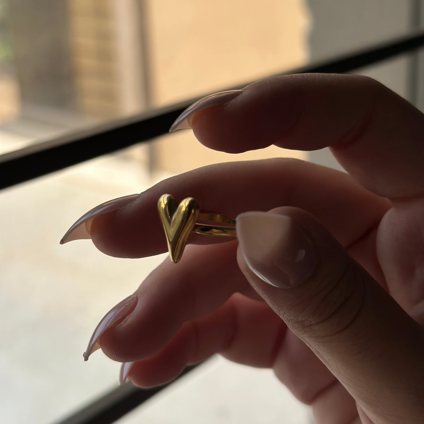 Chunky Heart Ring- Adjustable