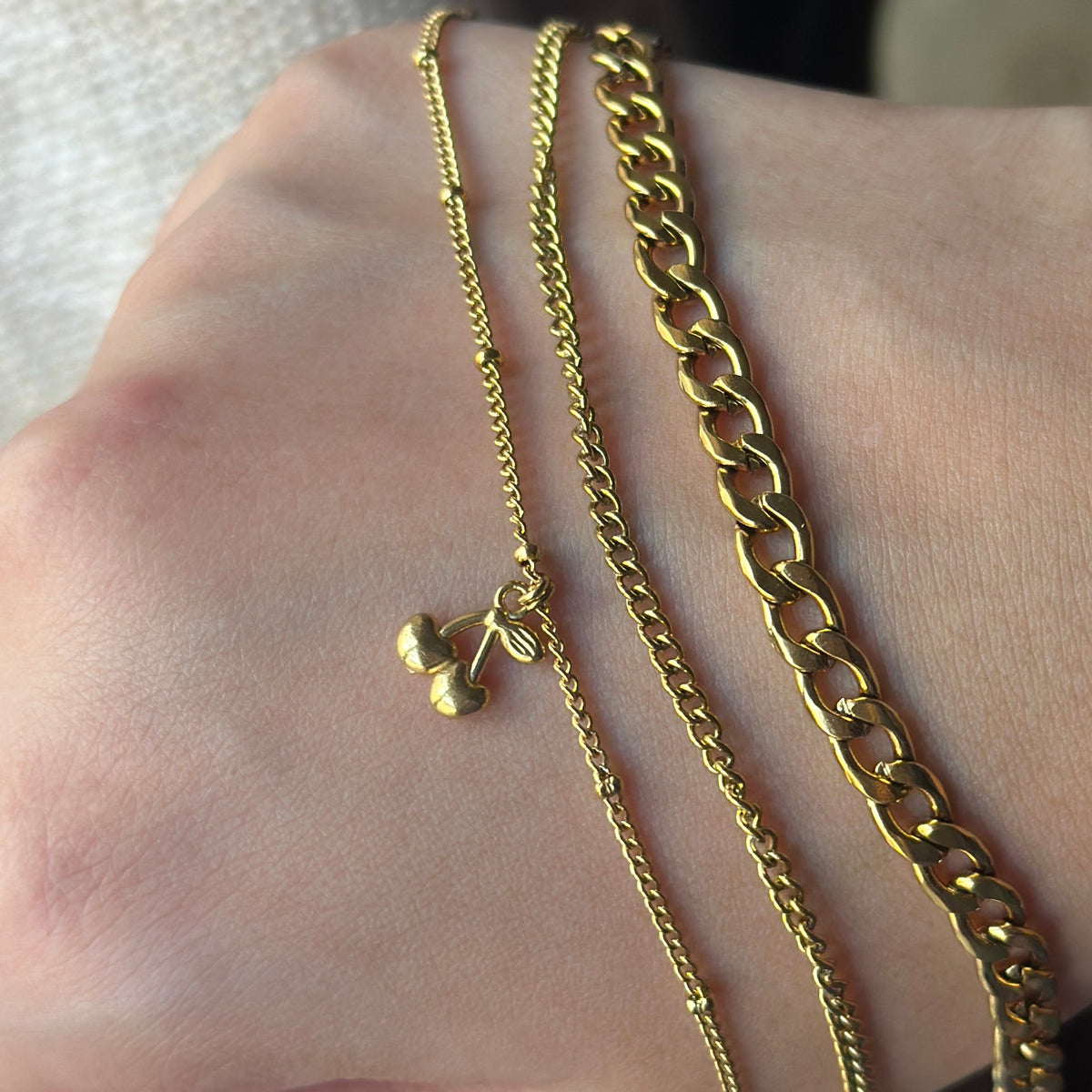 18K Twisted Beaded Bracelet Chain (only chain)