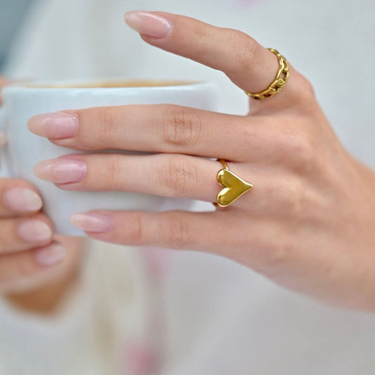 Chunky Heart Ring- Adjustable