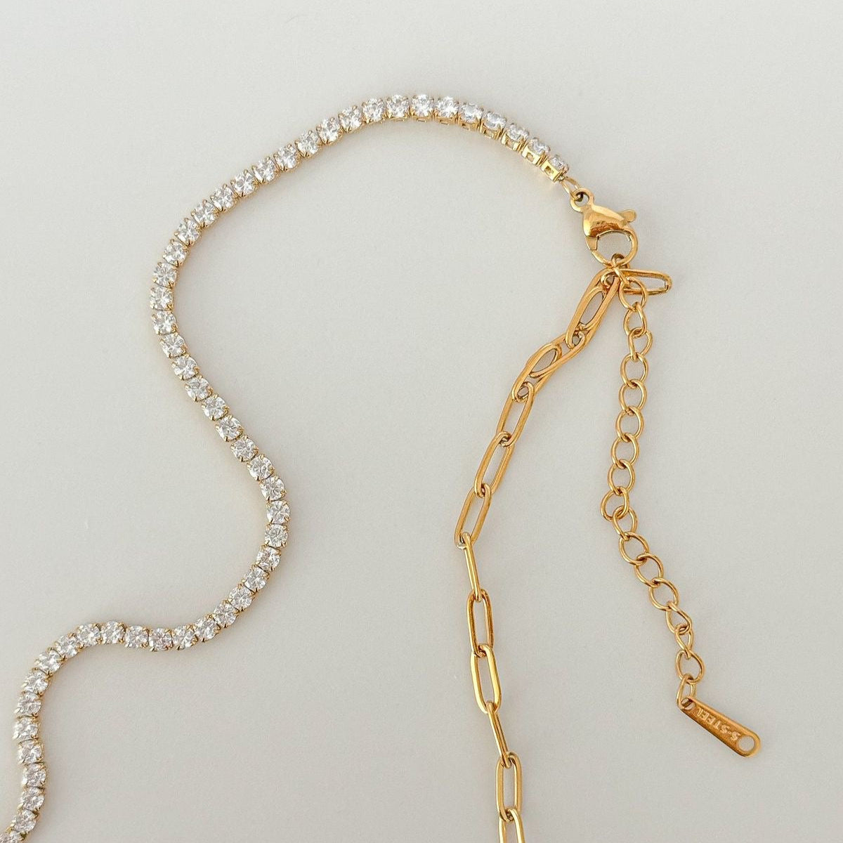 Amara- 18k Cubic Zircon with Paperclip Chain