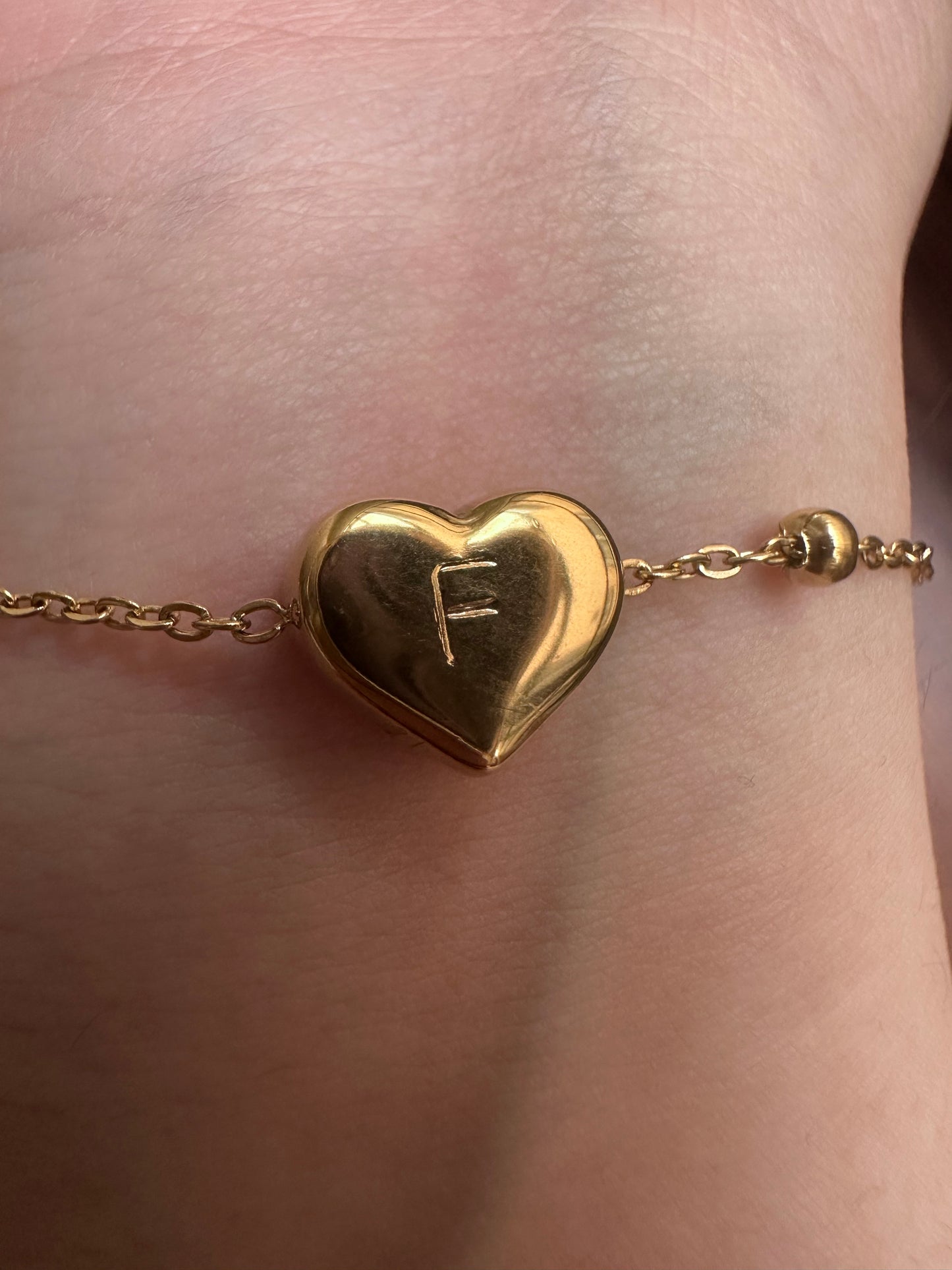Personalised Chunky Heart Bracelet -18k Gold Plated Stainless Steel