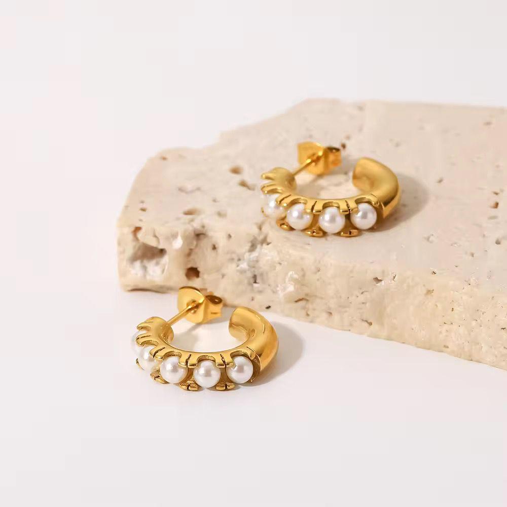 Pearl Embossed Hoop Earrings