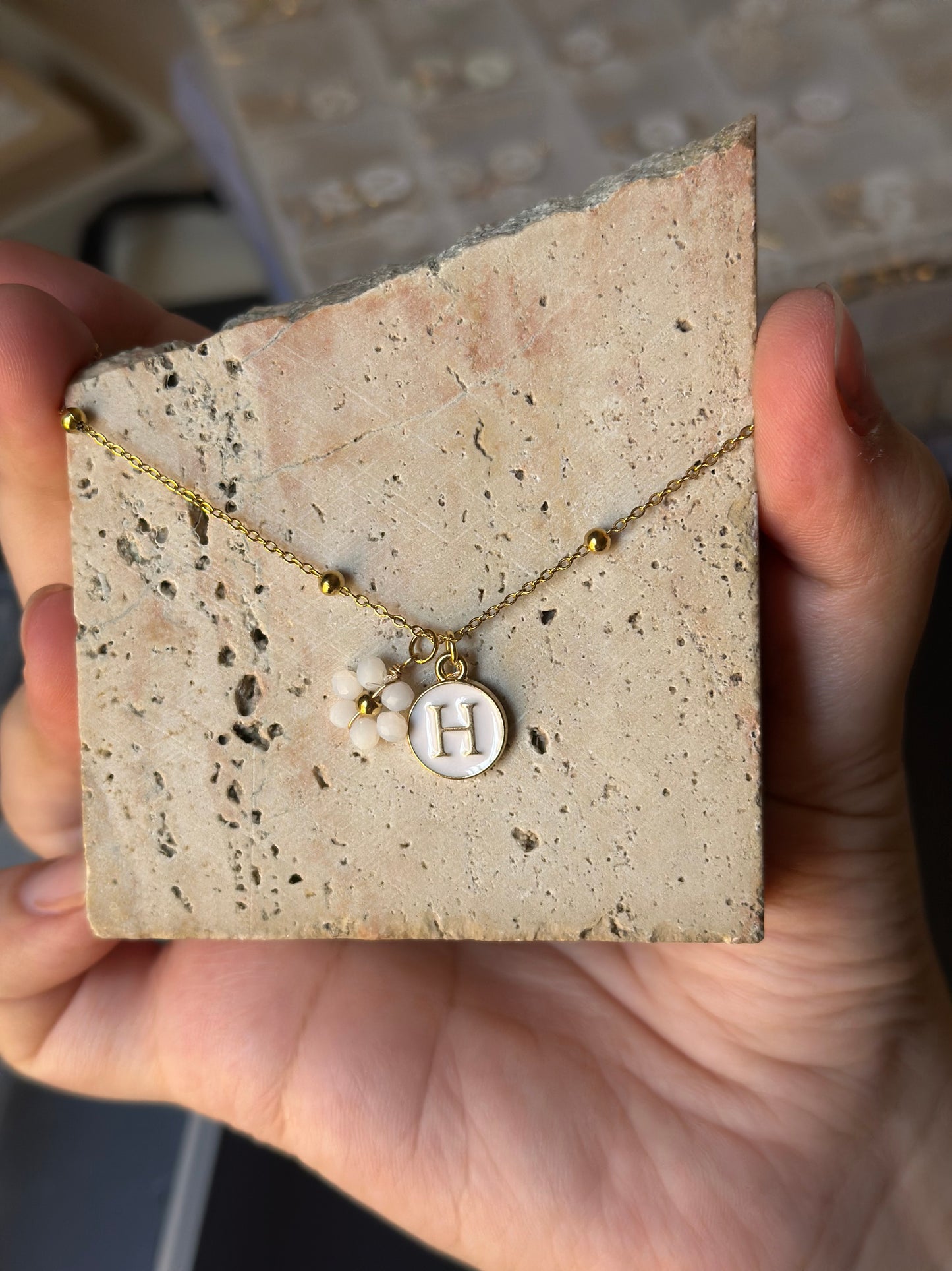 18K Round Beaded Necklace Chain