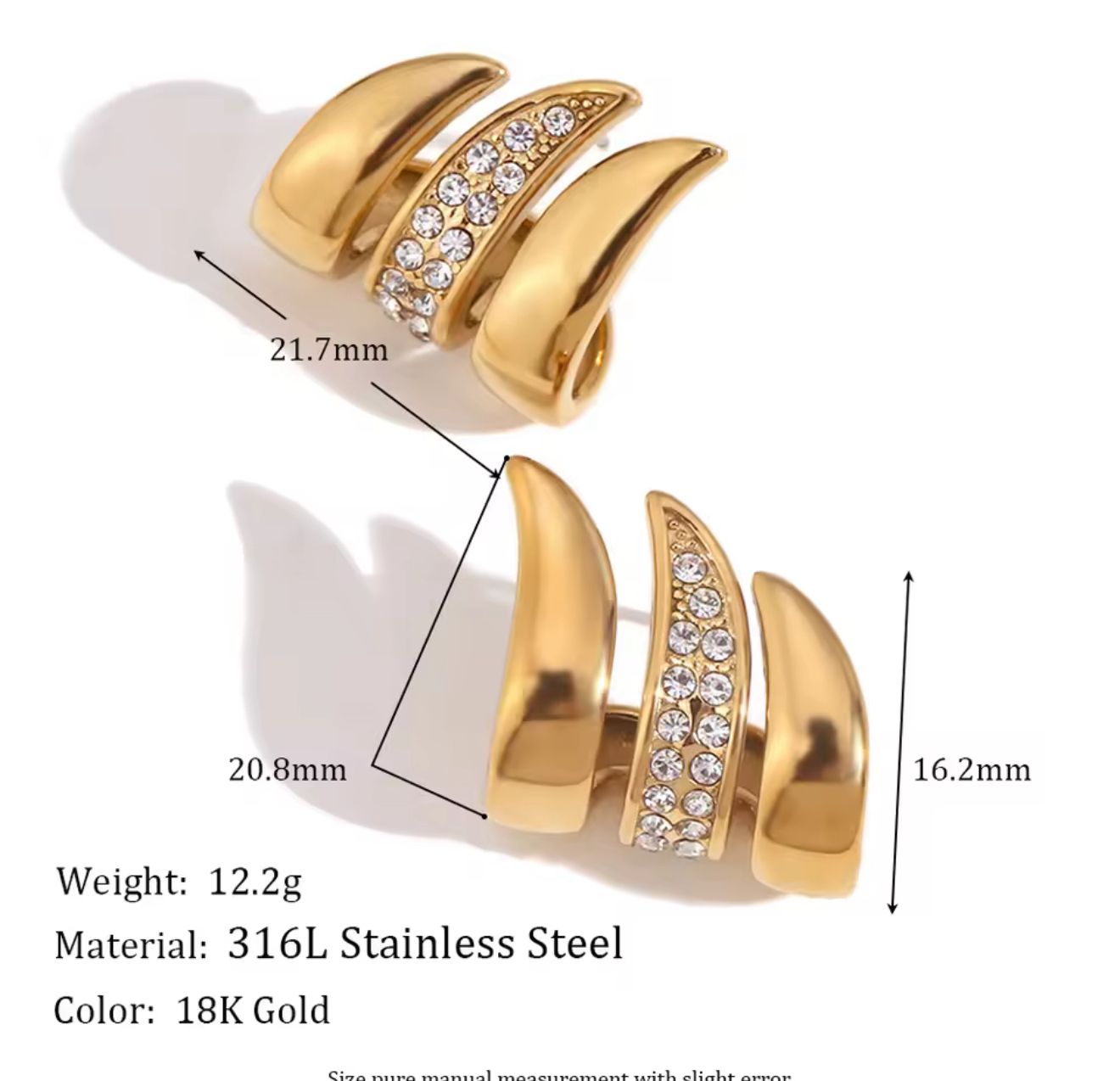 Charmaine Gold Earrings- Wings of Gold - Whispers of Diamond