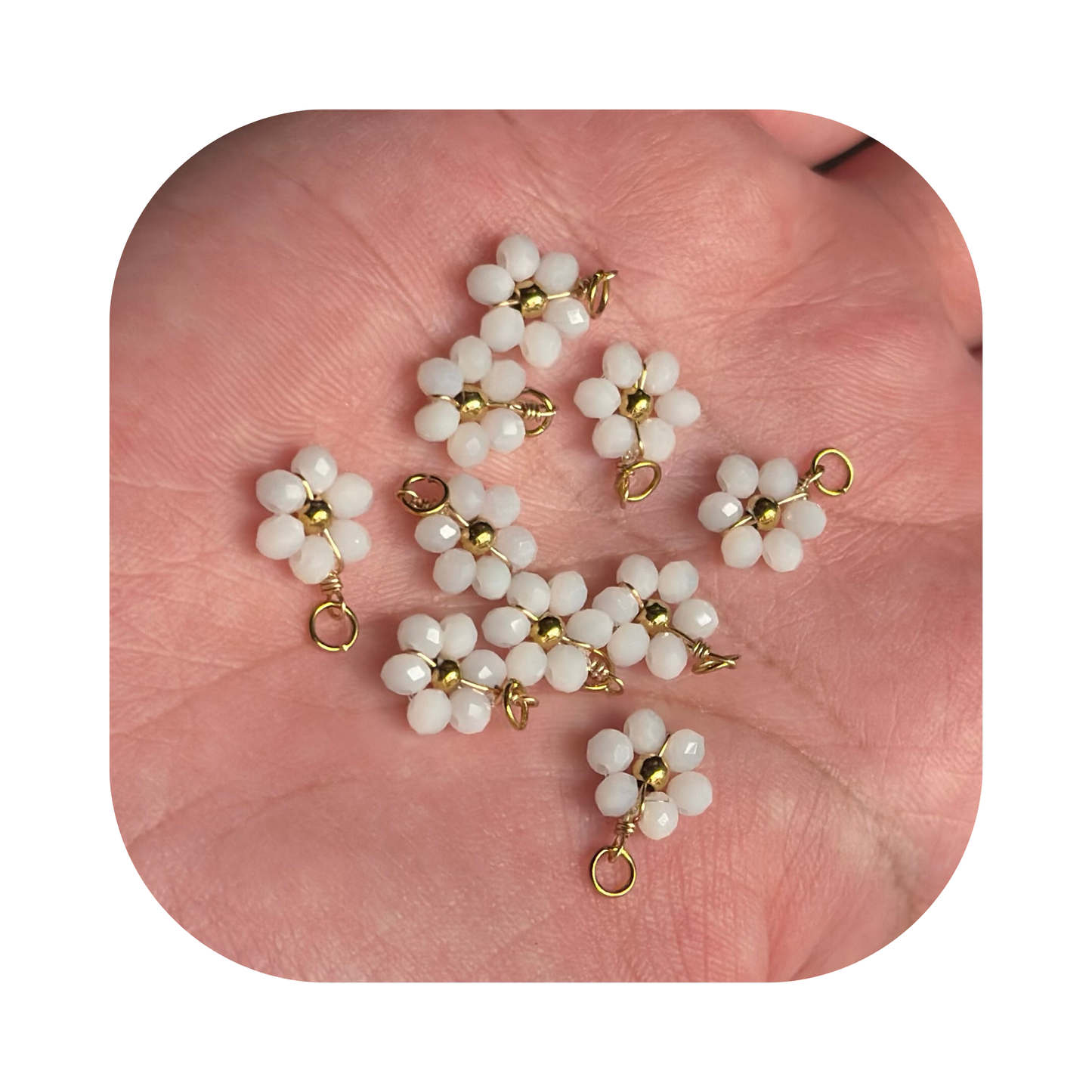 Crystal White Beaded Flower