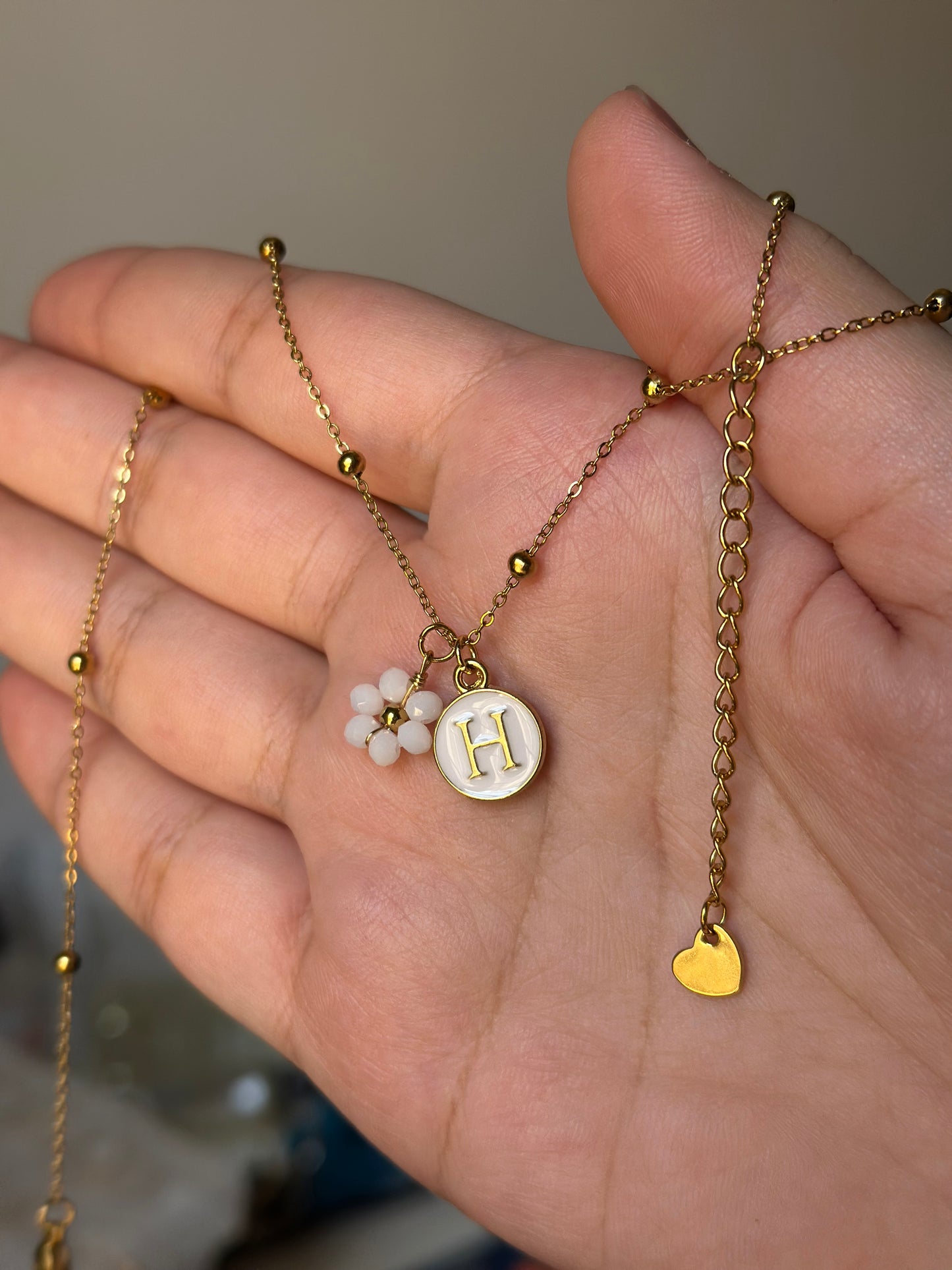 18K Round Beaded Necklace Chain