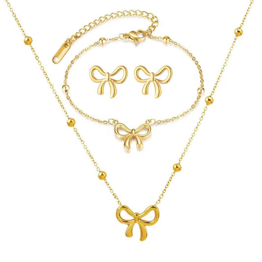 18K Cute Bow Set