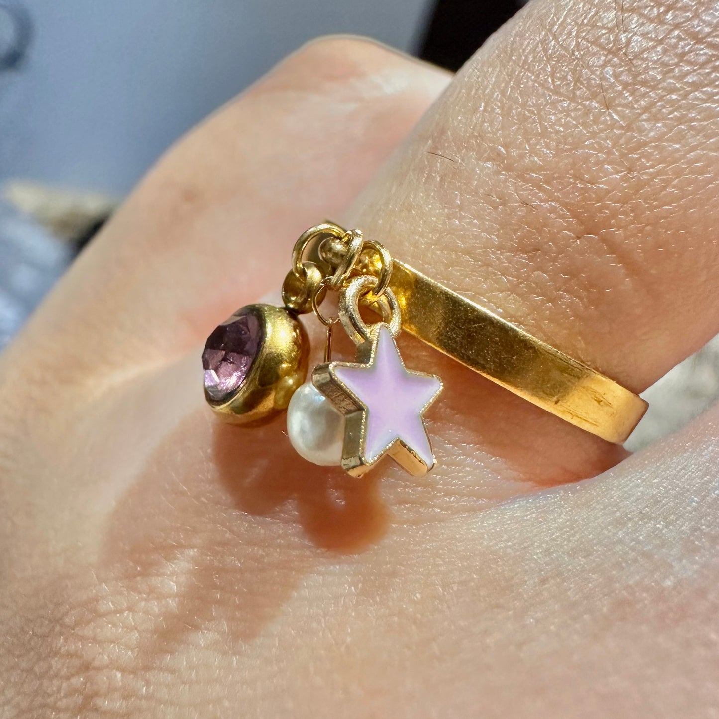 18k 316L Charm Ring- Adjustable