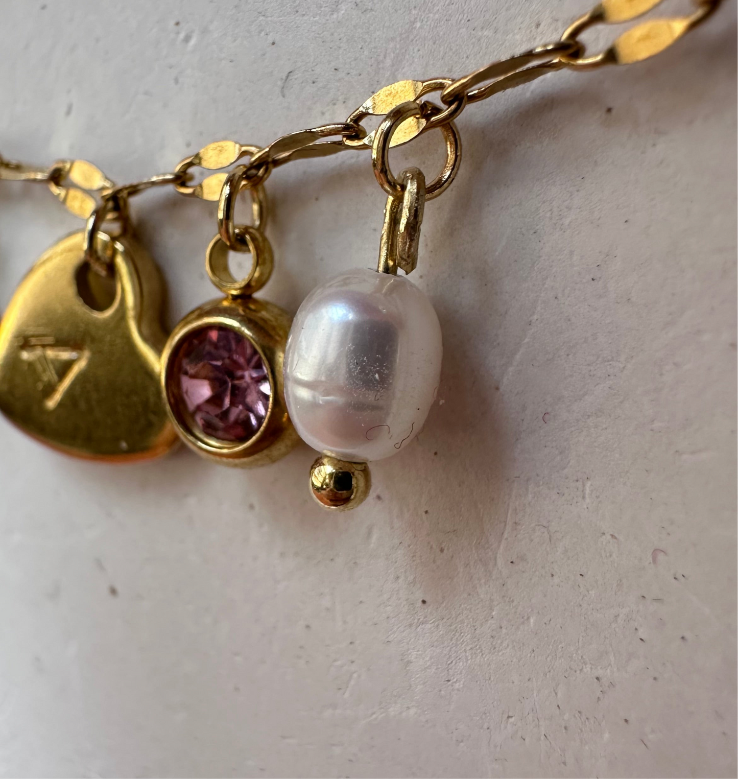 Personalized Bracelet with Rhinestone Bead Charm