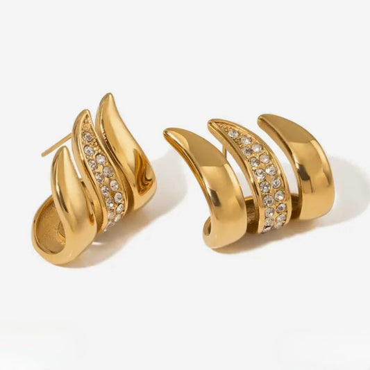 Charmaine Gold Earrings- Wings of Gold - Whispers of Diamond