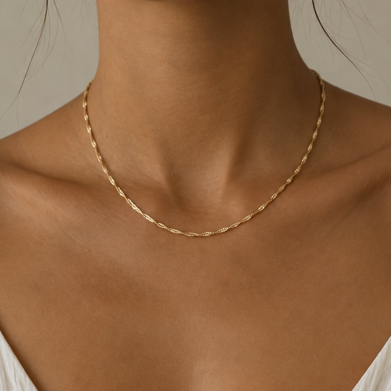 18K Water Wave Necklace Chain