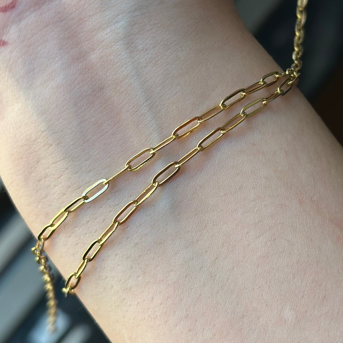 18K Small Paperclip Bracelet Chain (without charms)