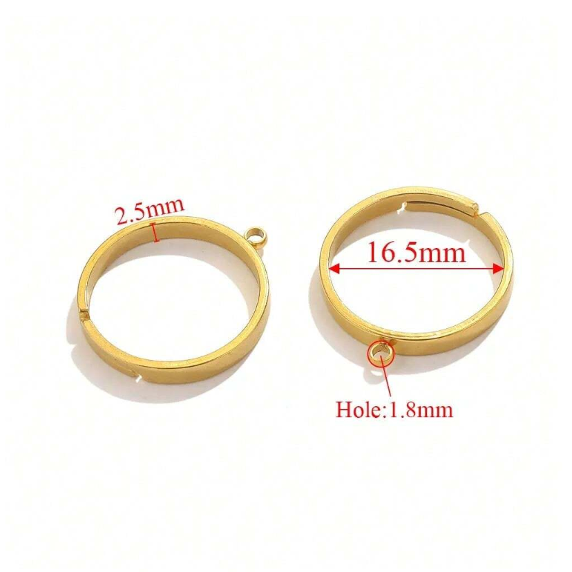 18k 316L Charm Ring- Adjustable