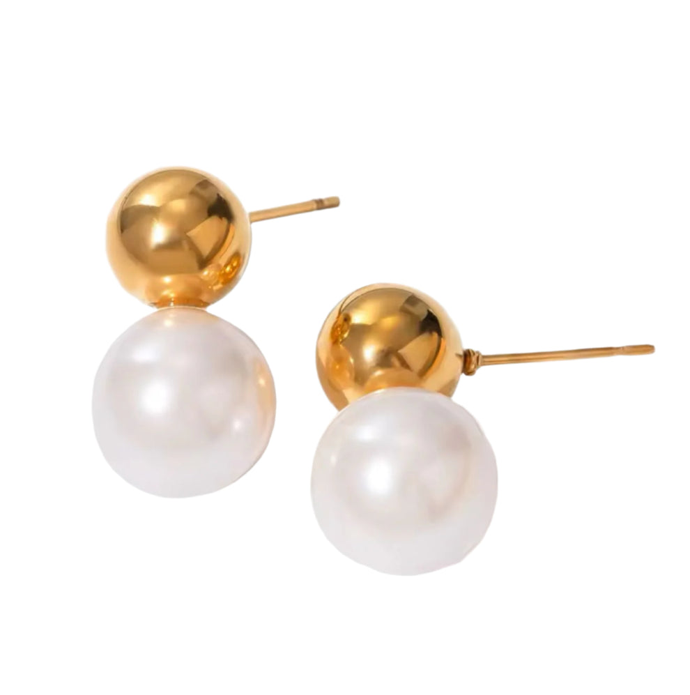 Luna Dual Pearl Studs – Galanta Label