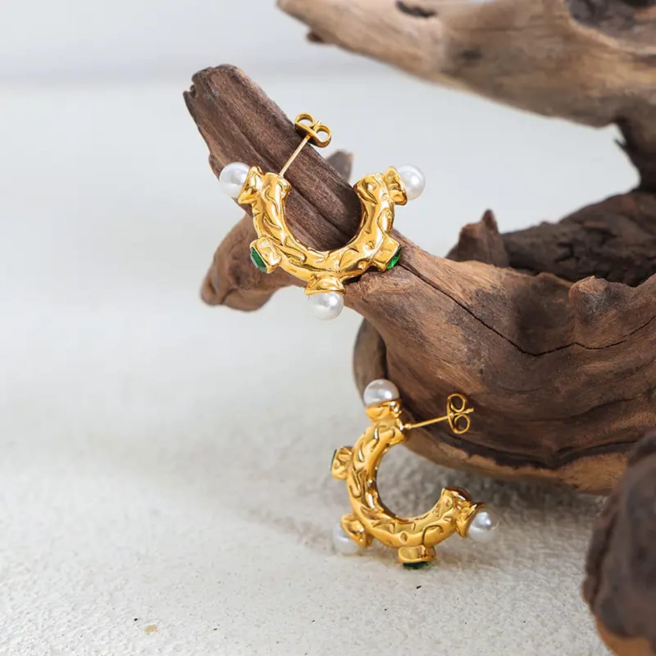 Emerald Baroque Hoops