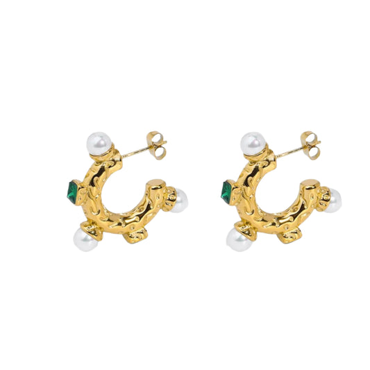 Emerald Baroque Hoops